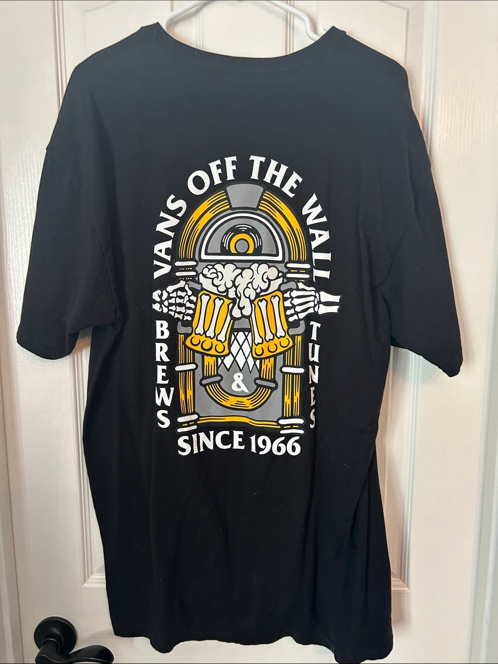 Vans Black Short Sleeve Tee with Yellow & White Jukebox Graphic